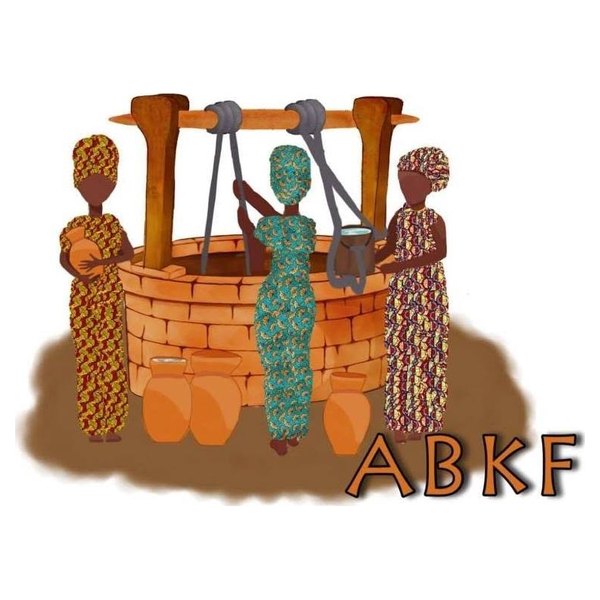 Logo de l'ABKF : trois femmes en pagne puisent de l'eau autour d'un puits en briques, entourées de jarres